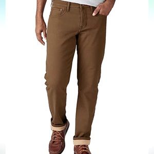 Weatherproof Men Pants 40x30 Canvas Bonded Fleece Lined Stretch Brown New